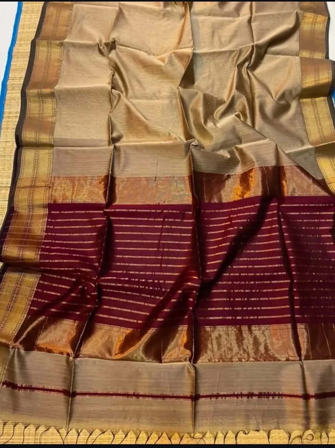 Saree with a patterned design on a plain background