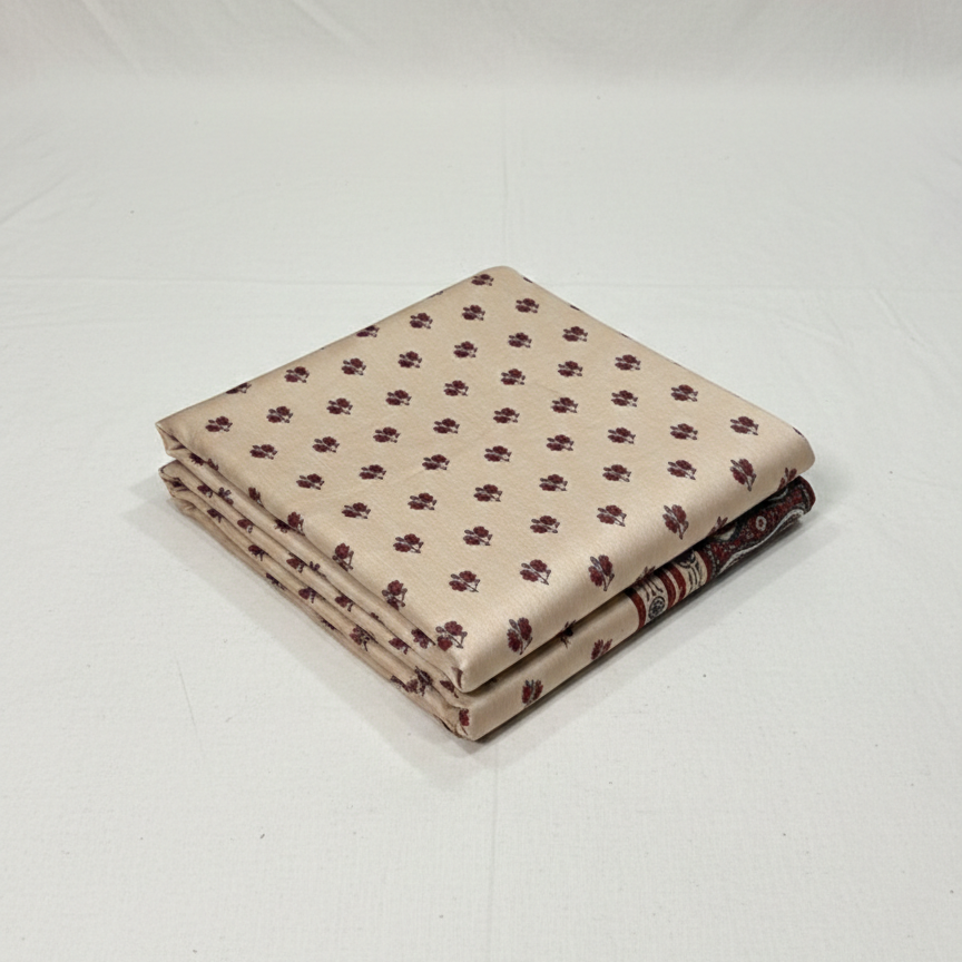 Folded fabric with a pattern on a white background