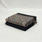 Folded black modal ajrakh Saree