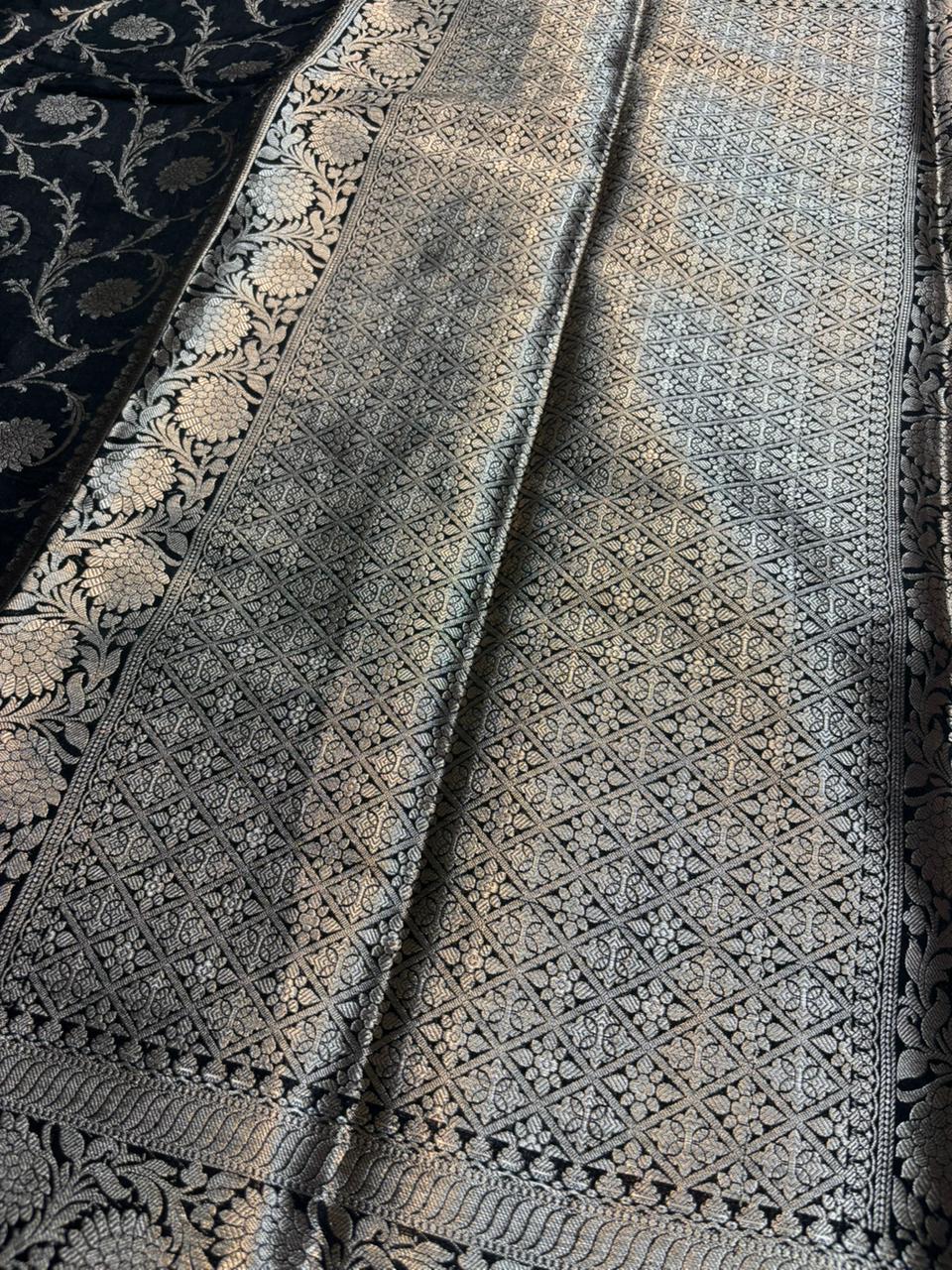 Close-up of intricately patterned fabric with a focus on texture and design.