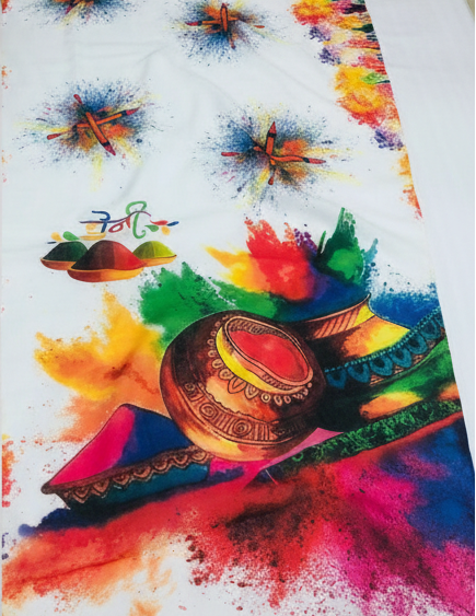 Colorful tie-dye patterned products including a towel, bag, and mat on a white background.