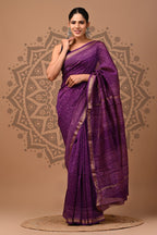 Varnamaya Hand Block Print Maheshwari Silk Saree