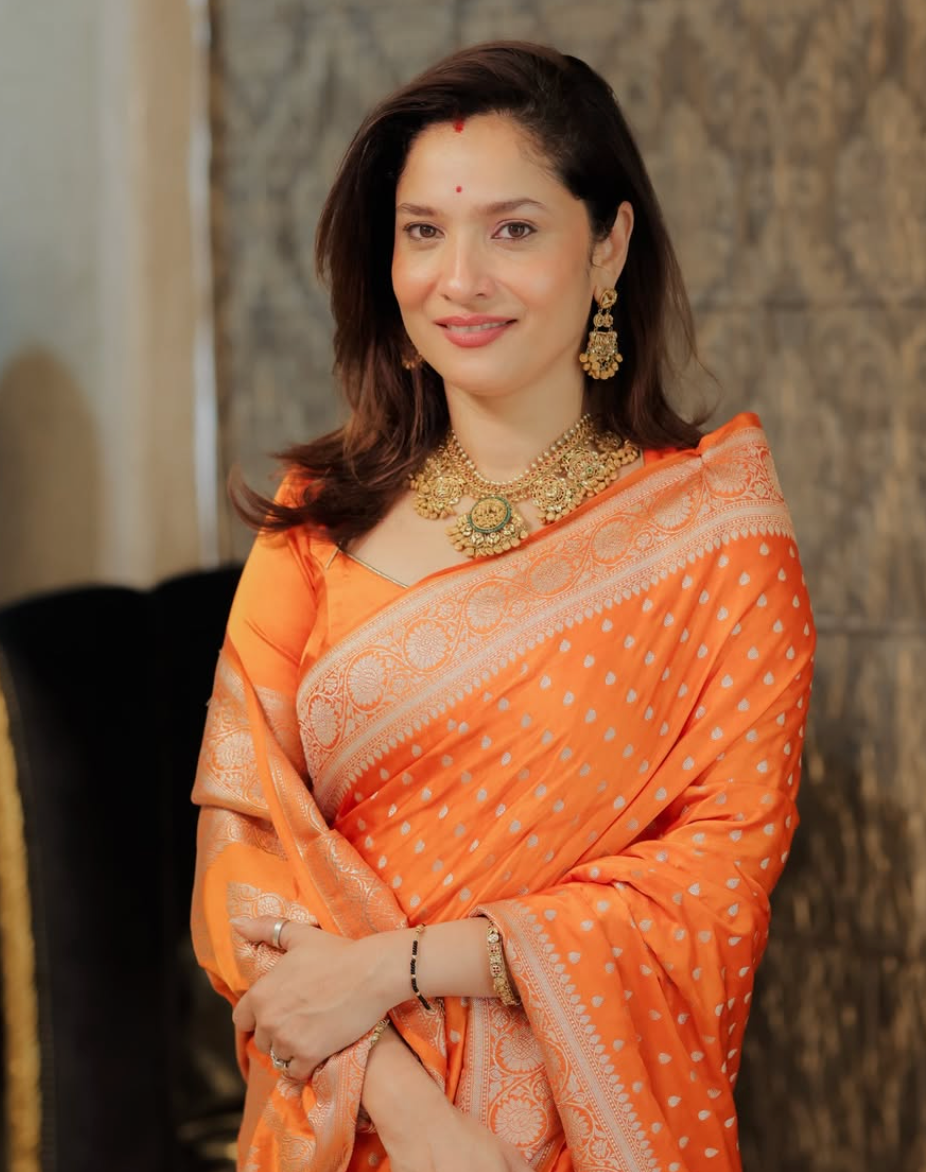 Ankita Lokhande Inspired Suhani Banarasi Katan Mashru Soft Silk Saree