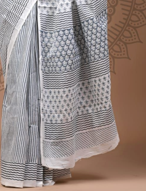 Black and white patterned fabric on a brown background