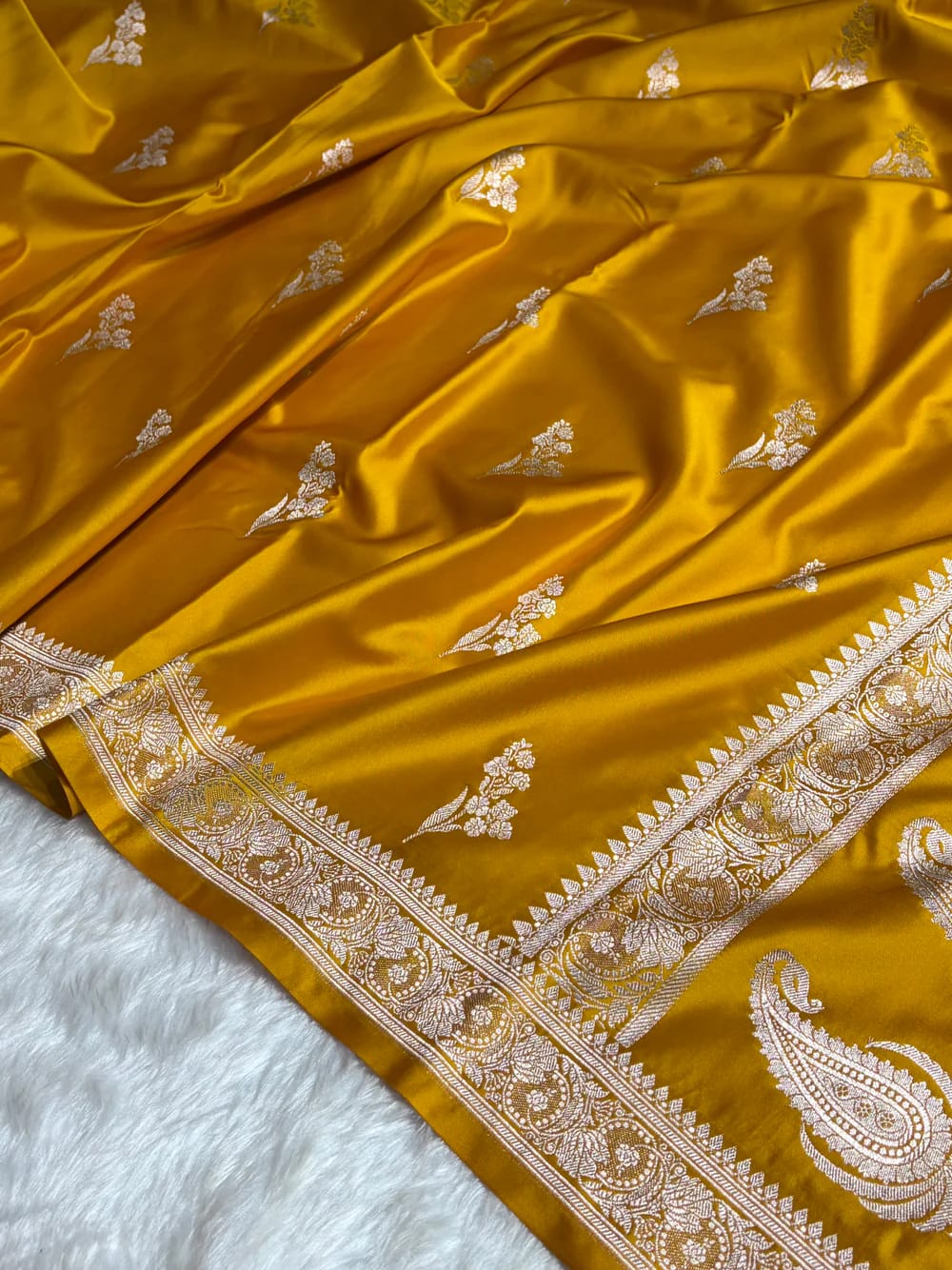 Yellow mashru saree