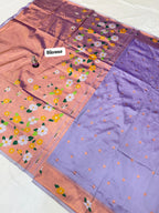 Two pieces of fabric with floral patterns on a white background, labeled 'Blouse'.