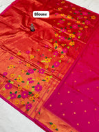 Red blouse with floral patterns on a white background