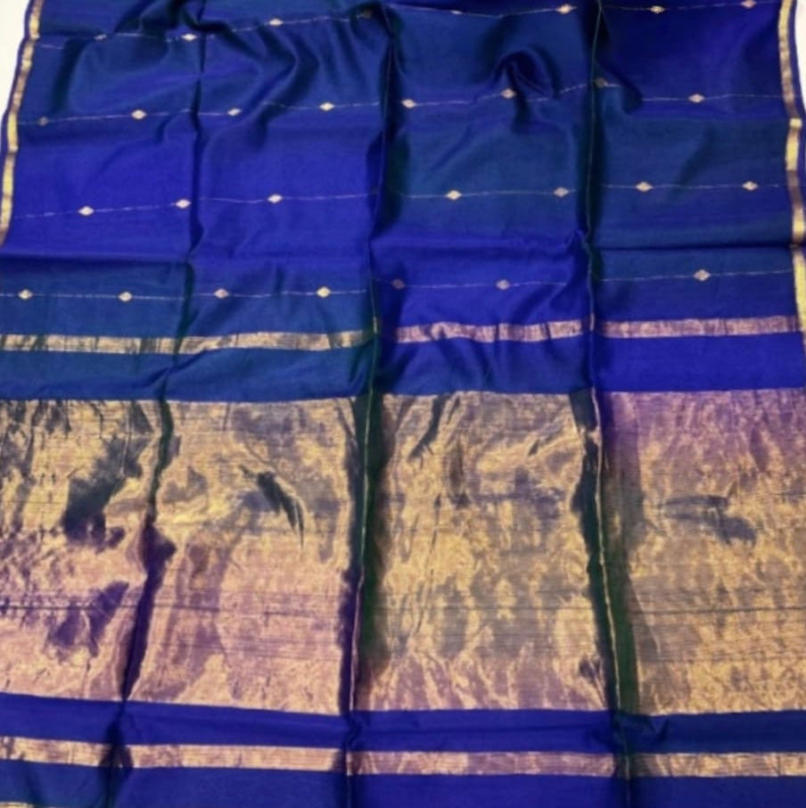 Blue and gold fabric with a checkered pattern