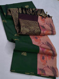 Two patterned scarves, one green and one with floral design, on a white background.