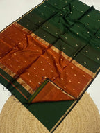 mahewari silk saree green and orange