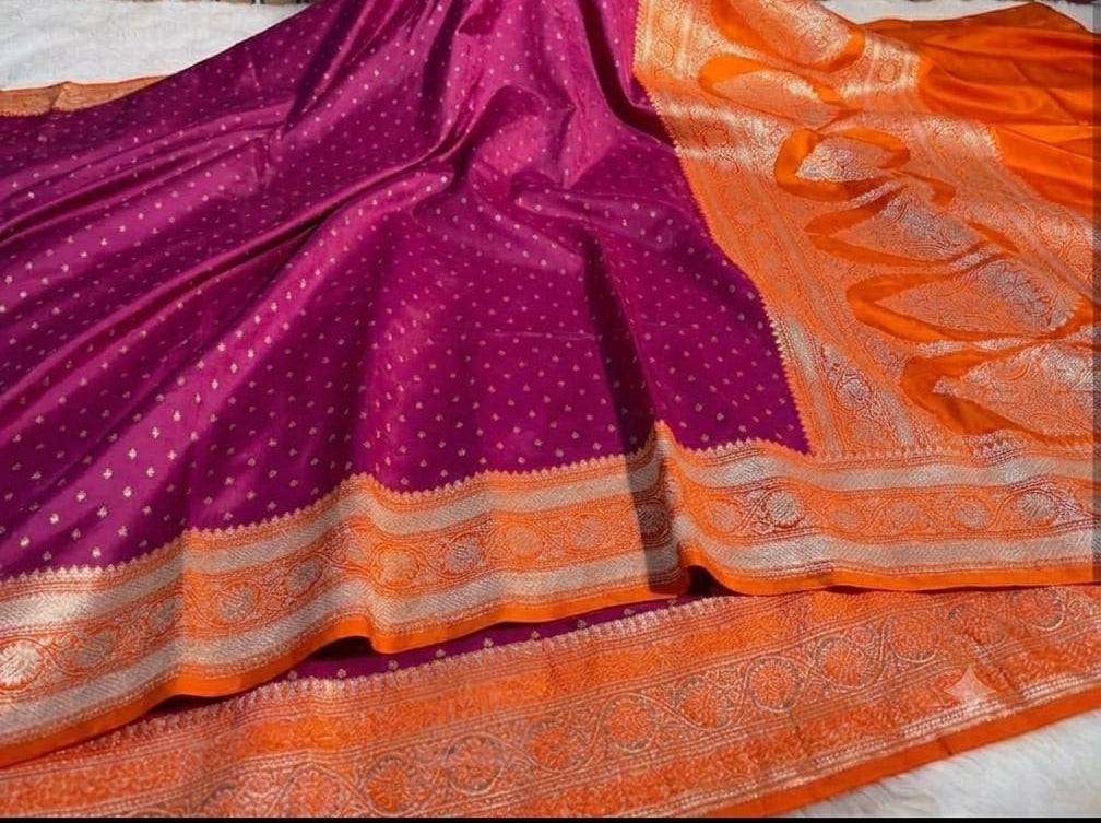 neelakshi magenta and orange saree