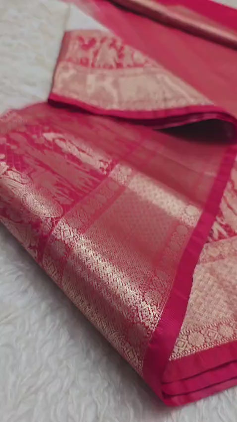 kanchi off white and red border saree