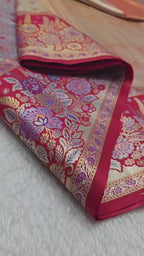 Gold tone red floral kanjeevarm saree