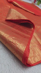 kanjeevaram gold orange saree