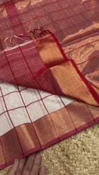 Red & White Checkered saree